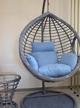 阳台单人灰色吊椅茶几椅子摇篮椅吊篮藤椅秋千吊兰床室内家用摇椅