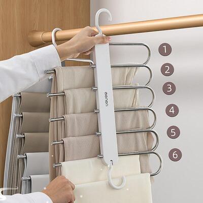 Multi-functional 6 in 1 Pants Hanger For Clothes Rack Closet