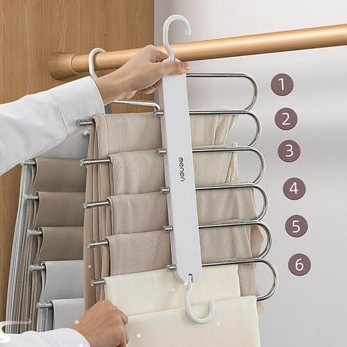 Multi-functional 6 in 1 Pants Hanger For Clothes Rack Closet