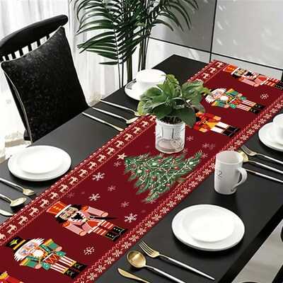 Christmas Nutcracker Red polyester Table Runner Xmas Holiday