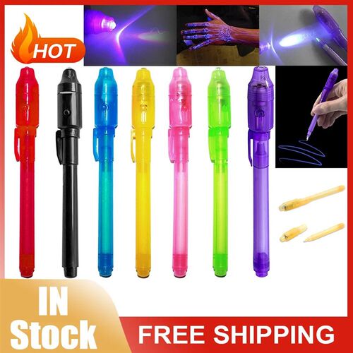 2 in 1 Luminous Light Invisible Ink Pen UV Check Money Light