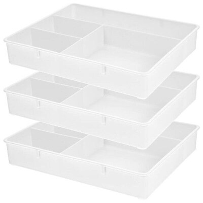 3 Pcs Divided Storage Tray Stationery Organizer for Drawers