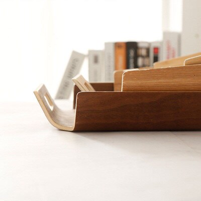 European Style Ash Wood Bakery Tray Dessert Cake Display Tra