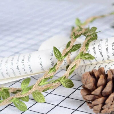 2M 5M Simulation Green Leaves Weaving Hemp Rope DIY Wedding