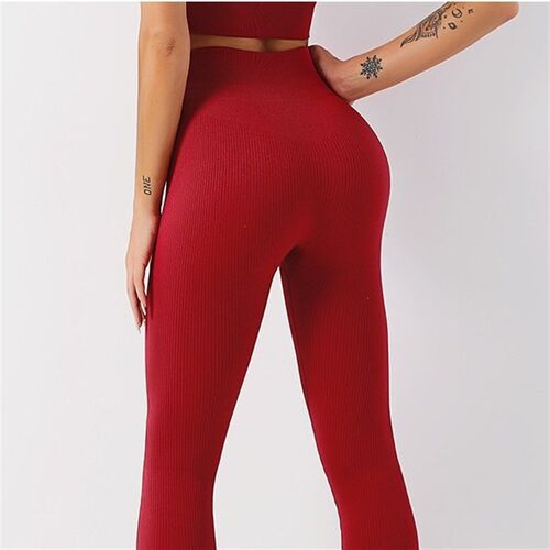 Ribbed Yoga Leggings Sports Tights Women Seamless Knit Yoga