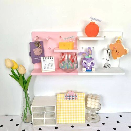 4Pack Cute Peg Boards Wall Shelf Bracket Hooks Plastic Wall