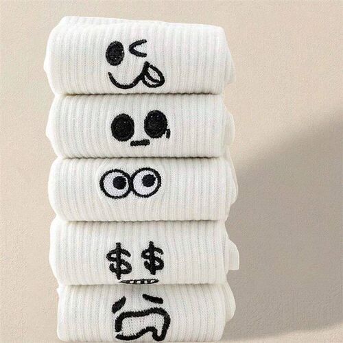 5/10/20 Pairs Men White Cartoon Socks rendy Versatile Expres