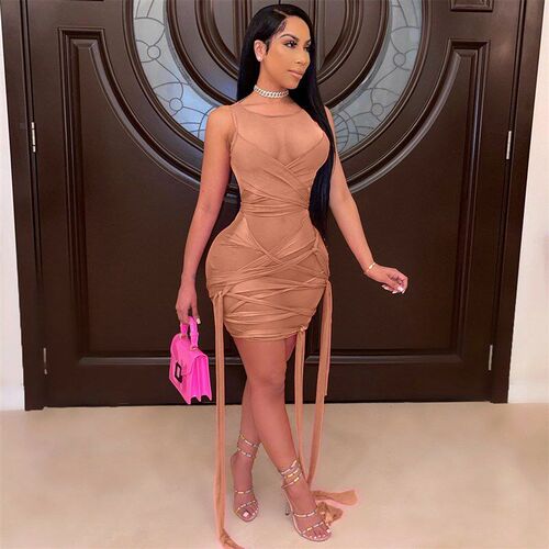 Sexy Seethrough Sleeveless Irregular Mesh Dress for Women 20