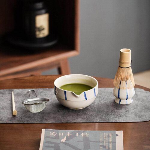 Large Japanese-Style Matcha Bowl with Matcha Tools, Matcha