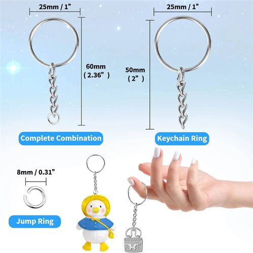 100Pcs Keychains with Chain and 100Pcs Jump Rings Keychain R