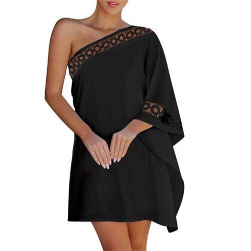 Womens solid color off-shoulder lace patchwork