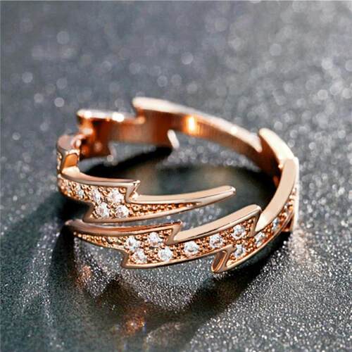 Punk Hip hop Silver Color Zircon Lightning Open Rings for Me