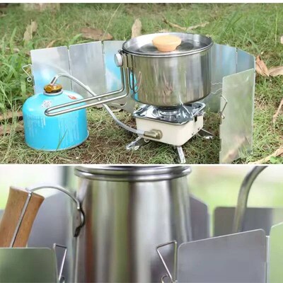 Outdoor Stove Wind Shield Camping Windscreen 9 Plates Foldab