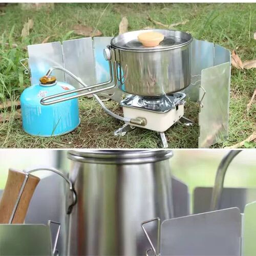 Outdoor Stove Wind Shield Camping Windscreen 9 Plates Foldab