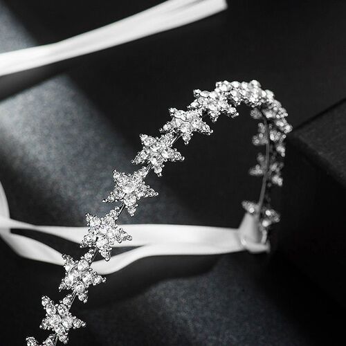 Handmade Crystal Star Hairbands Ribbon Bridal Headband Rhine