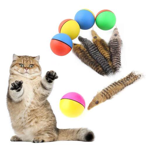 1Pcs Cat Toys Beaver Weasel Rolling Motor Ball Toy for Pet C