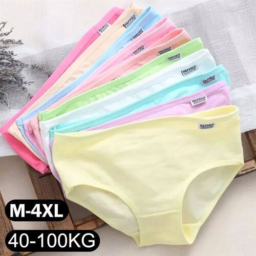 Plus Size Panties Womens Cotton Underwear Girls Briefs Soli