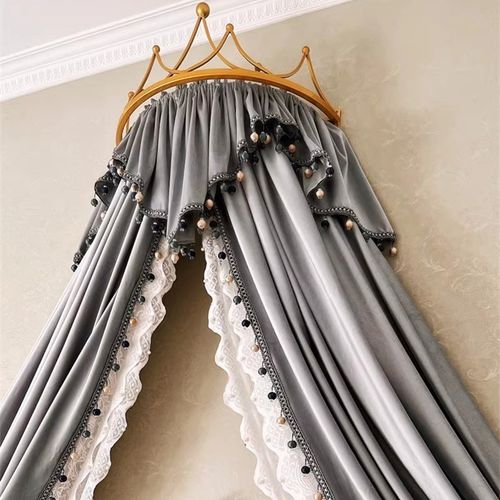 床幔床头纱丝绒公主通用梦幻浪漫高级紫蕾丝纱简欧式现代宫廷波浪