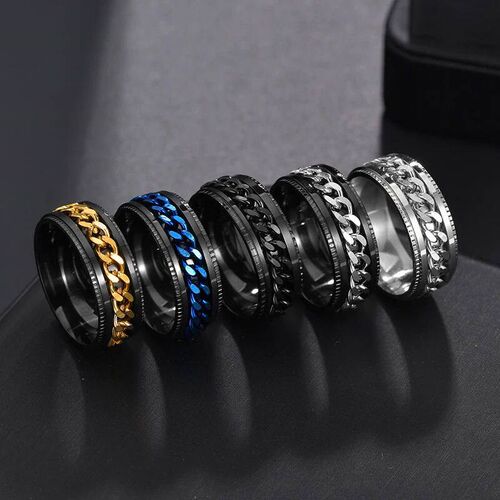 Letdiffery Cool Stainless Steel Rotatable Men Ring High Qual