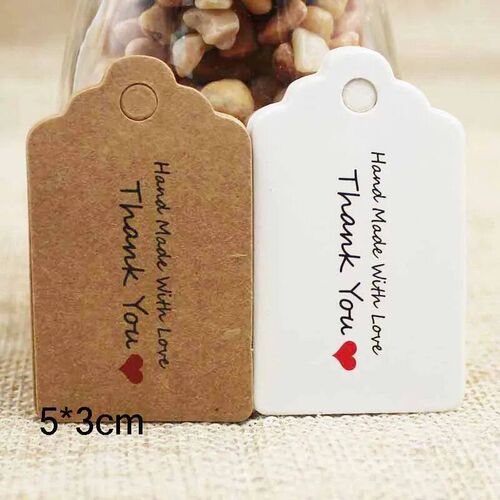 5x3cmPresent Handmade tag labels Red heart Kraft paper thank