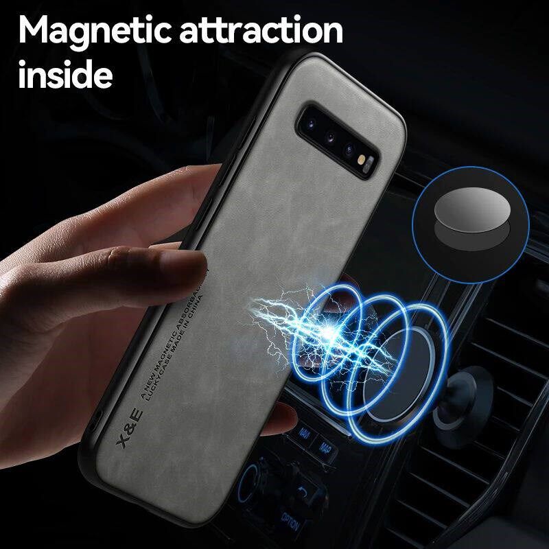 For  Galaxy S8 S9 S10 Plus Case Luxury Leather Magnetic Car