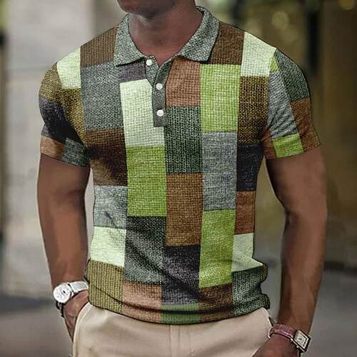Vintage Men's Polo Shirt D Printed Shirts Casual Short