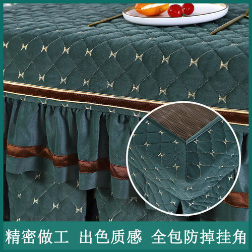 烤火桌子罩大裙摆电炉桌布揭盖夹棉桌罩正方形麻将机烤火围罩