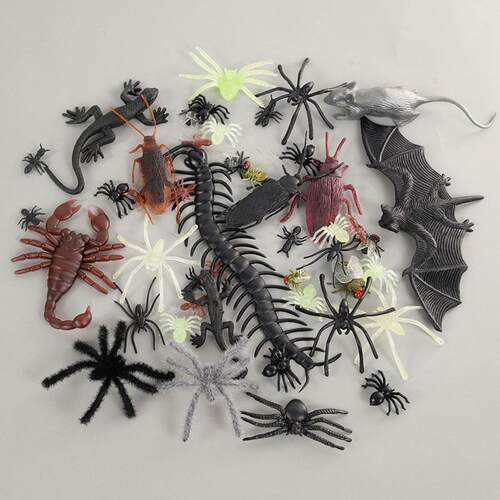 1Set Simulation Plastic Spider Bat Insect Bugs for Halloween