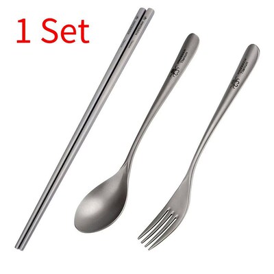 1set Outdoor Camping Lightweight Titanium Chopsticks Spoon F