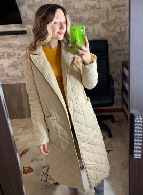 Super Long straight winter coat with rhombus pattern Casual