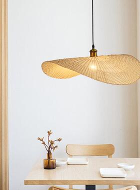 竹编吊灯帽新中式梯茶室ZWE342禅意东亚日南式灯具创意个性草灯楼