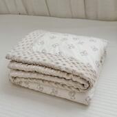 风一厚面全棉纱布韩apm20250一面加300g豆豆绒被芯幼安儿园抚被可