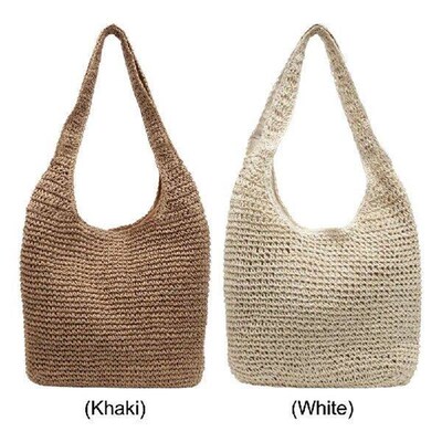 Straw Beach Bag Casual Tote Bag Large Capacity Vacation Bag