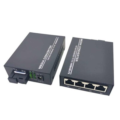 1G4E 1 pair 20KM Gigabit 4 Port Fiber optic gigabit ethernet