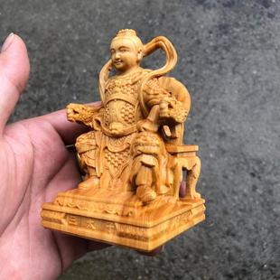 崖柏黄杨木雕哪吒三太子五营神将人物摆件家用佛堂供奉装饰太子爷