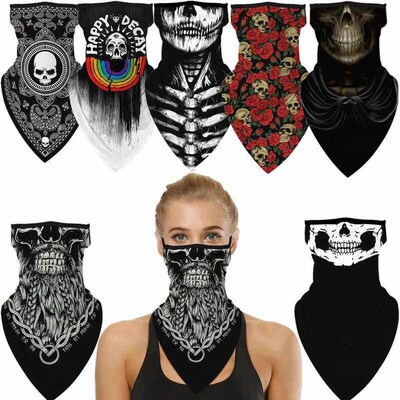 Halloween Skull Death Punk Scary Cosplay Face Mask Neck Scar