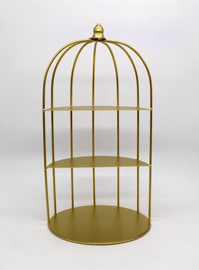 欧式铁艺鸟笼点心架婚庆甜品台摆件蛋糕架下午茶白粉色多层展示架