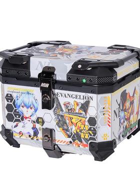 45L绫波丽白色铝金箱尾踏板摩托车后小牛后备箱合通17276用电动车