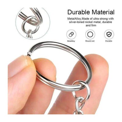 50/100PCS DIY Silver Metal Plated Blank Keyring Keychain Spl