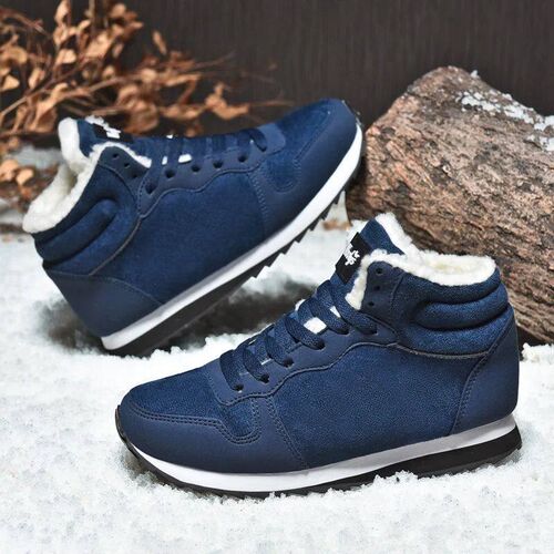 Men Work Boots Snow Boots Warm Plush Couple Boots Korean Cas