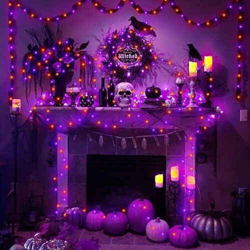5M/10M/20M LED Halloween Purple Orange String Fairy Lights O