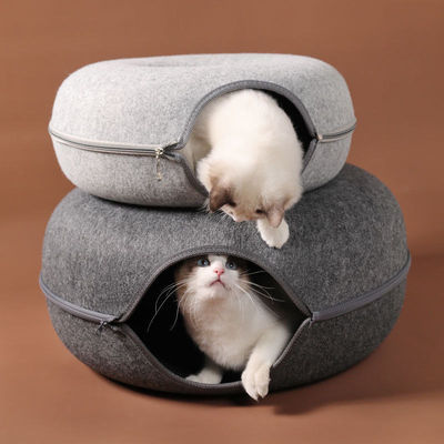 Donut Cat Bed Pet Cat Tunnel Interactive Game Toy Cat Bed