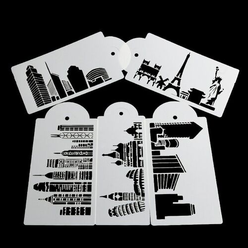 5Pcs/set Plastic World Famous Buildings Cake Stencil Airbrus