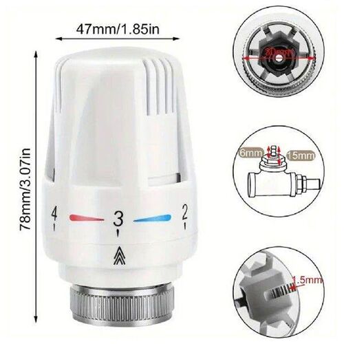3pcs Frost-Proof Radiator Thermostat Heads Adjustable