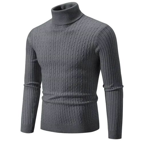 Mens High Neck Warm Knit Sweater New Autumn and Winter
