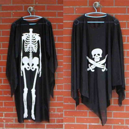 Halloween Adults Kids Cosplay Robes Skeleton Printed Masquer