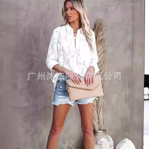 2025 Fashion Large Size Chiffon Jacquard Womens Solid lor C