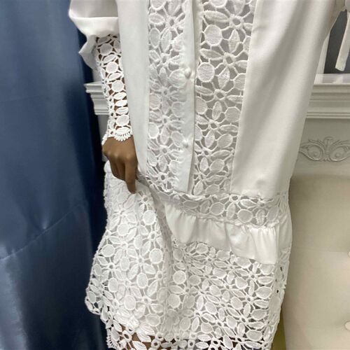 Spring Shirt Dress Guipure Lace Patch with Cami Dresses