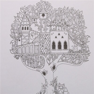 24 Pages Enchanted Forest English Edition Coloring Book for