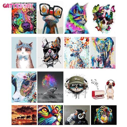 Frame Diy Oil Digital Painting By Bumbers Kits Animal Paint